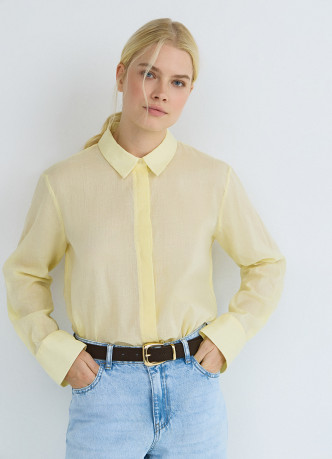 Полупрозрачная рубашка из хлопка и рами