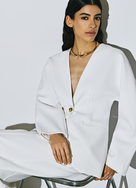 Однобортный жакет с цельнокроенным рукавом Белый 6999₽