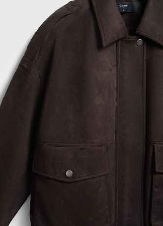 Бомбер из искусственной замши