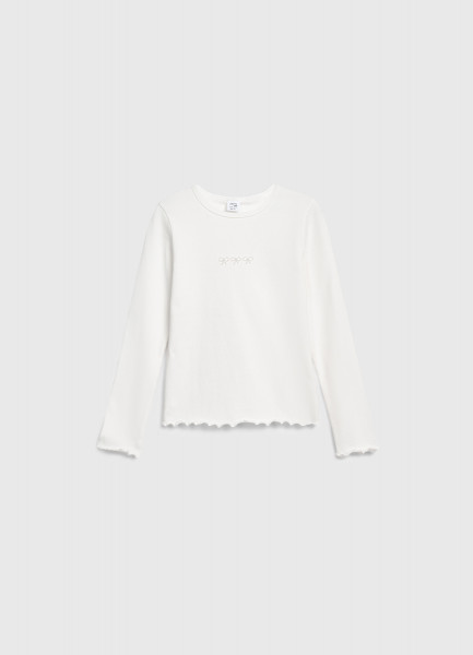 

Лонгслив в рубчик для девочек, Белый