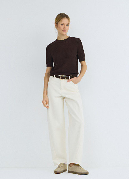 

Джинсы Barrel с высокой посадкой, Бежевый