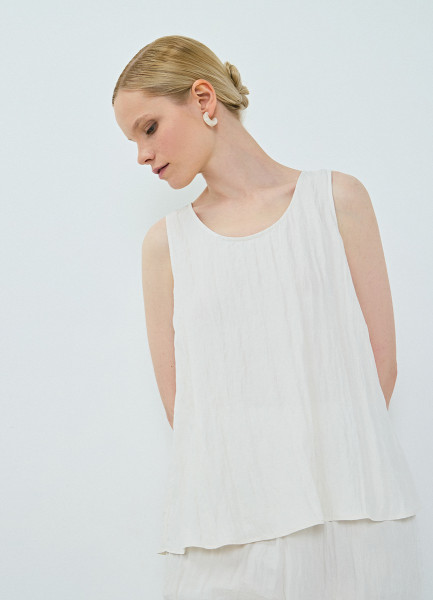 

Майка из ткани с жатым эффектом, Бежевый