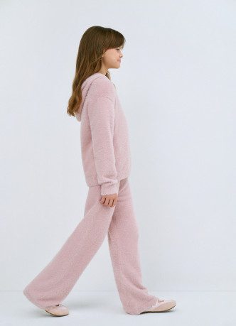 Широкие брюки с пушистым эффектом для девочек