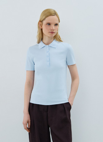 Поло в рубчик с коротким рукавом