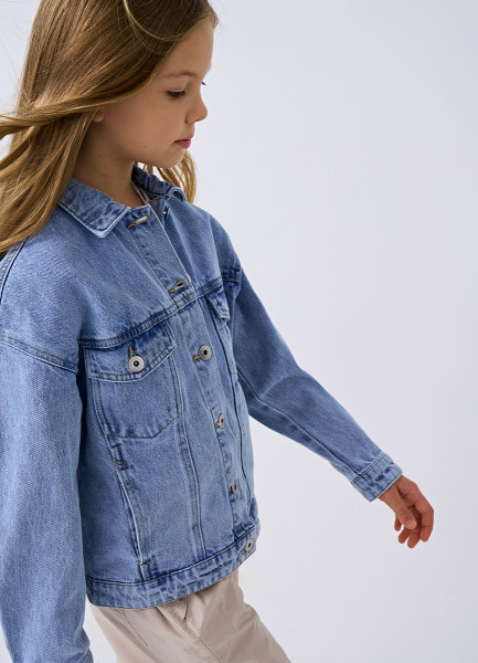 Джинсовая куртка для девочек, Голубой O`Stin GB4651O02-D5 - фото 1