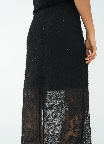 Полупрозрачная ажурная юбка миди
