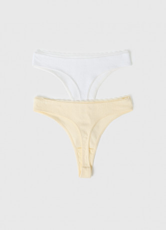 Трусы-танга из трикотажа пуантель с принтом, 2 шт.