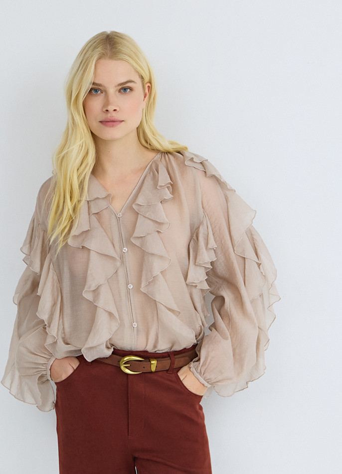 Блузка из лиоцелла с рюшами