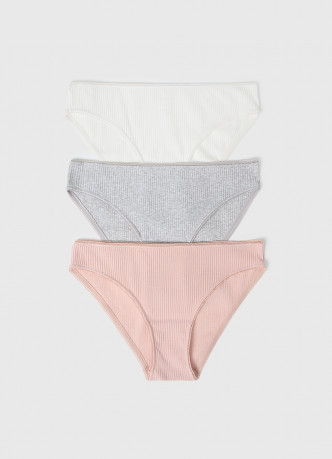 Классические трусы-брифы в рубчик, 3 шт.