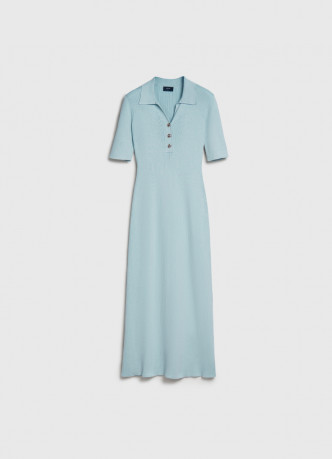 Платье в рубчик с воротником поло