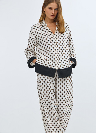 Принтованная блузка с рукавом 7/8