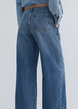 Широкие джинсы с высокой посадкой и ремнем