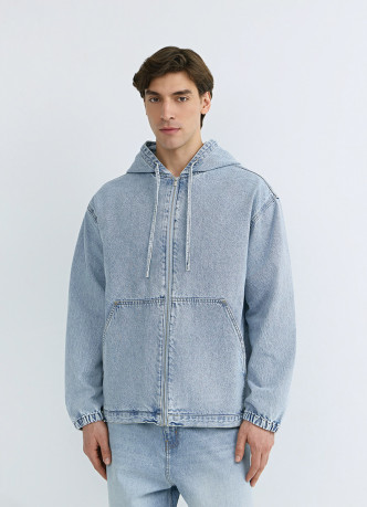 Джинсовая куртка на молнии с капюшоном
