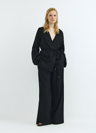 Рубашка изо льна с завязкой