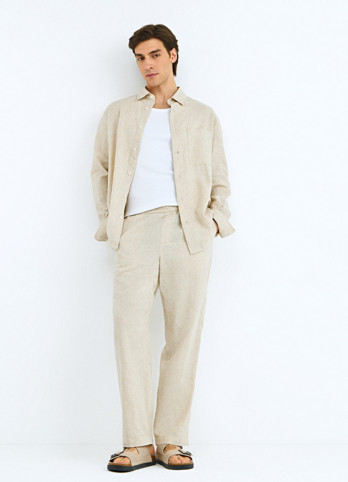 Брюки изо льна и хлопка