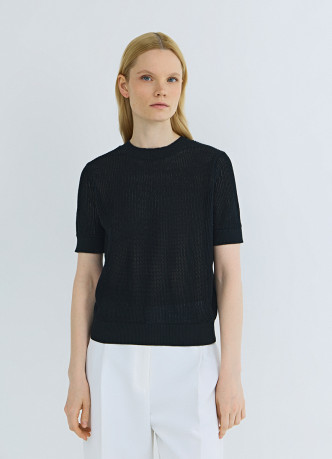 Ажурный джемпер с коротким рукавом