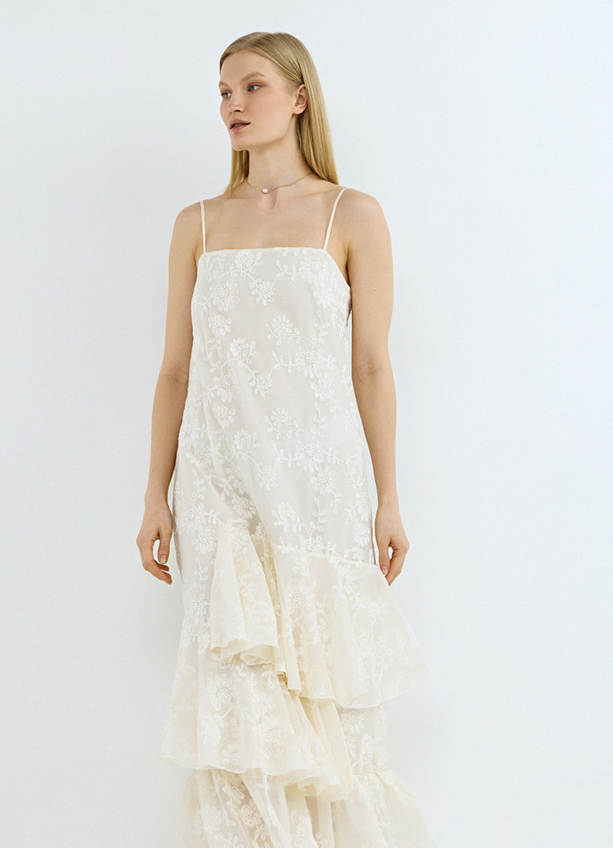 Платье макси с воланами