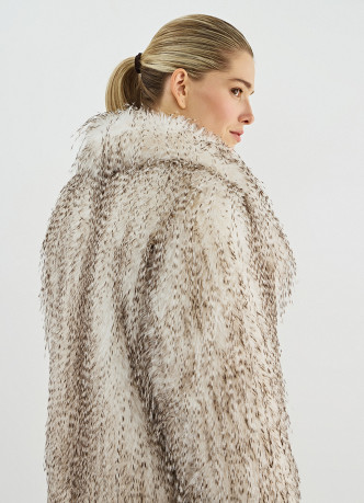 Двухцветная шуба из искусственного меха