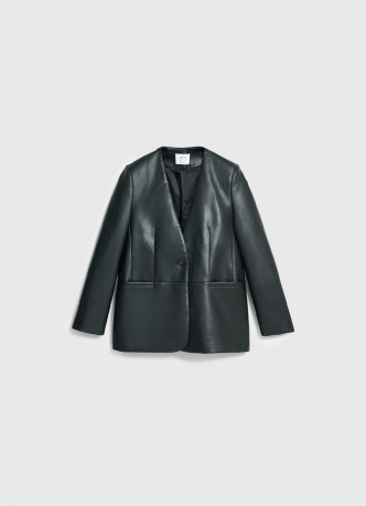 Однобортный жакет из искусственной кожи