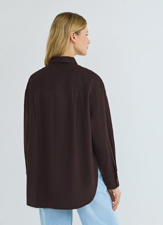 Рубашка с длинным рукавом из смесового льна