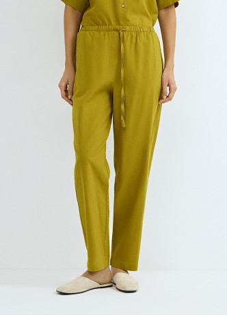 Брюки изо льна с эластичным поясом