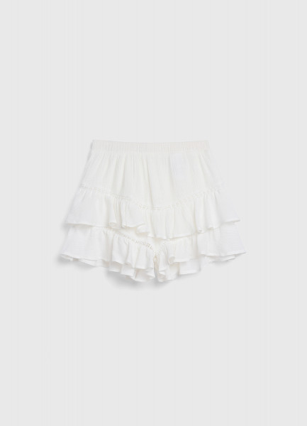 Шорты из ткани с жатым эффектом для девочек, Белый