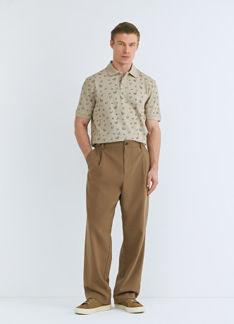 Поло из хлопка с принтом