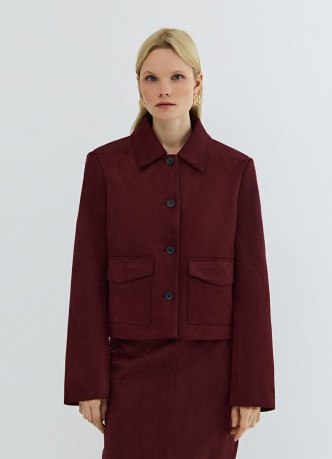 Укороченный жакет из искусственной замши