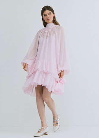 Платье мини с рюшами