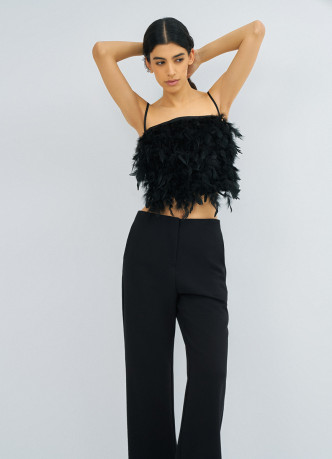 Топ с натуральными перьями