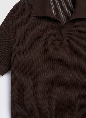 Джемпер поло из ажурной пряжи