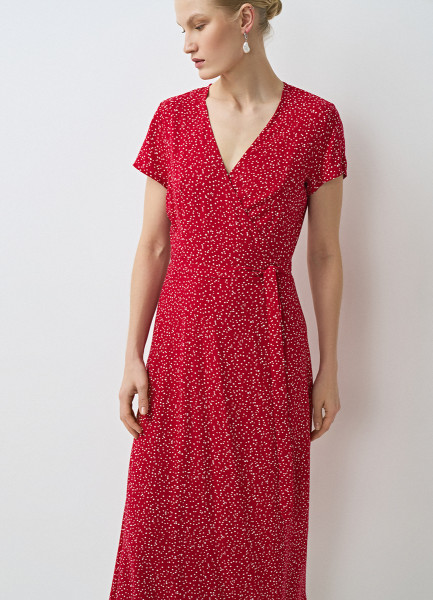 Платье на запах из вискозы, Красный O`Stin LR4672O02-14 - фото 4