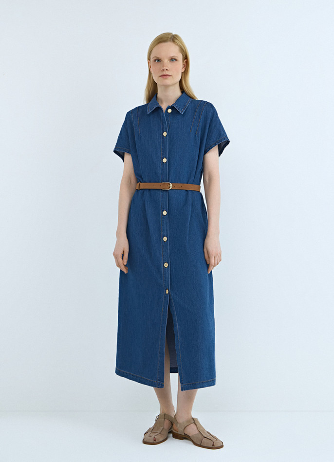 Платье-рубашка из денима
