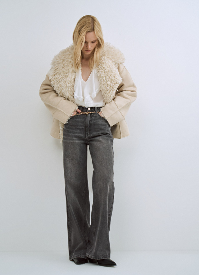 Дублёнка из искусственной замши и меха