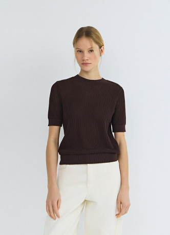 Ажурный джемпер с коротким рукавом