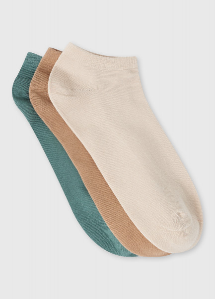 Короткие носки, 3 пары, Бежевый носки короткие с ярким цветным принтом 3 пары унисекс