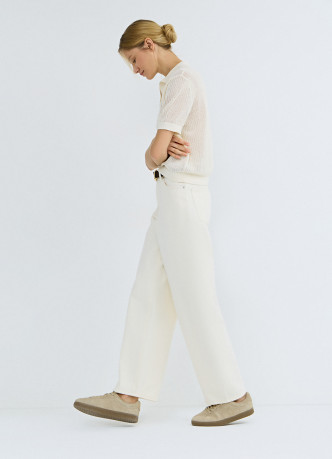 Джемпер поло из ажурной пряжи