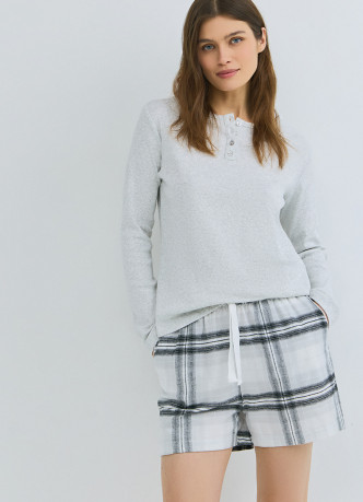 Пижамные шорты в клетку из фланели