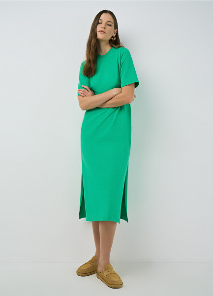 Трикотажное платье, Зеленый O`Stin LT4679O02-45, размер 50 - фото 4