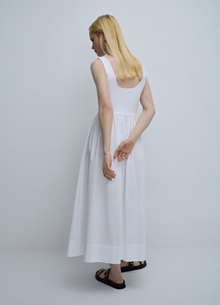 Хлопковое платье миди, Белый O`Stin LR46AIO02-01, размер 48 - фото 3