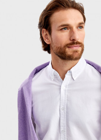 Однотонная рубашка из хлопка Oxford