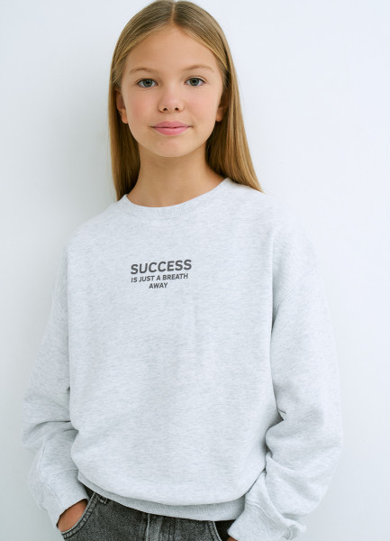 

Свитшот с принтом для девочек, Серый