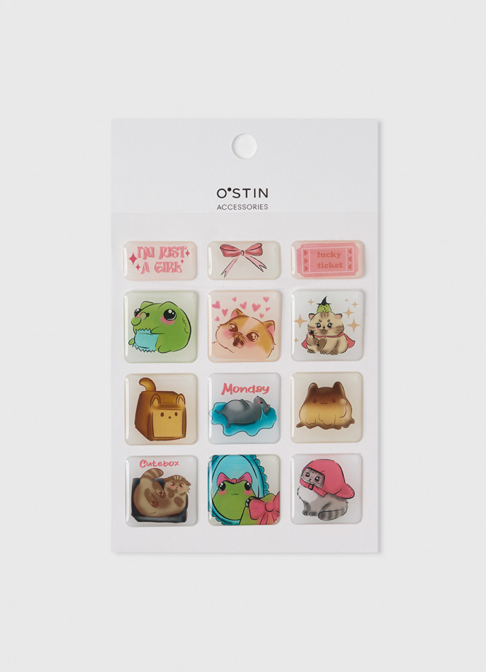 Набор 3D-наклеек для девочек, 12 шт.