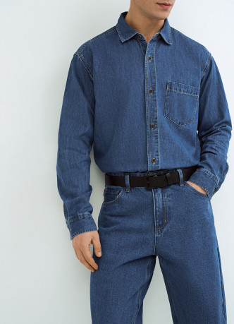 Джинсовая рубашка на пуговицах