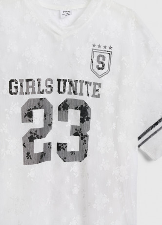 Футболка из кружева с принтом для девочек