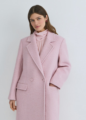 Длинное двубортное пальто из шерсти