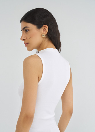 Топ из хлопка и модала с воротником-стойкой