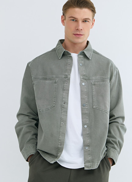 Куртка-рубашка из твила с карманами Зеленый 3999₽
