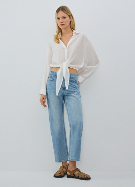 Укороченные прямые джинсы Голубой 3599₽