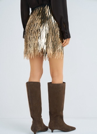 Мини-юбка с длинными пайетками